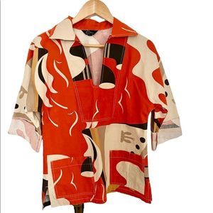 Vintage LL Bean Signature, Retro Ship Motif Tunic, XS V-Neck